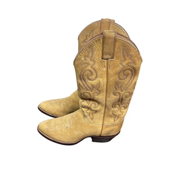 Justin 2330 Women's 9 Brown Embroidered Leather Western Cowboy Boots VGUC - Picture 2 of 5